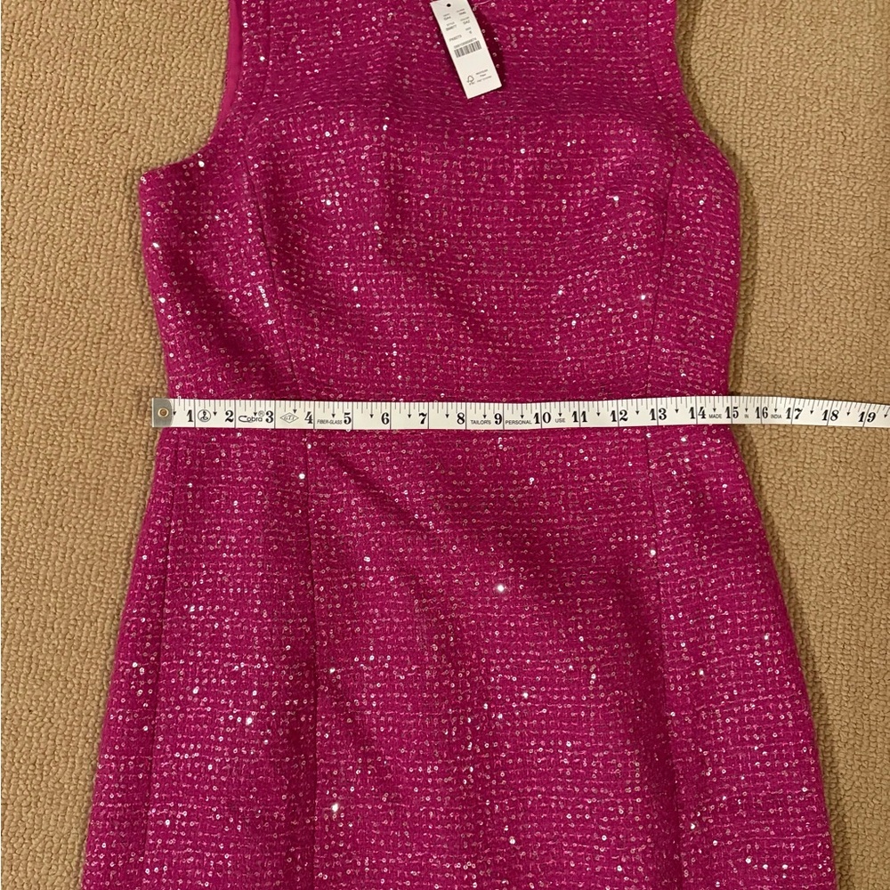 JCrew Pink Sleeveless Tweed Sequin Sheath Dress, size 6. NWT - Picture 6 of 7